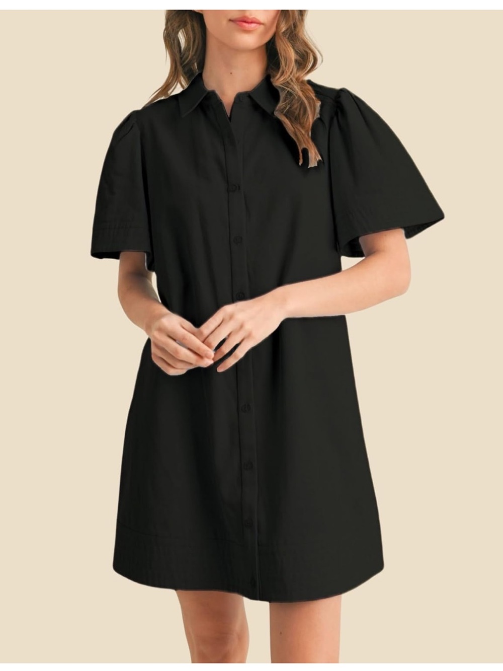 Black Button-Front Shirt Dress